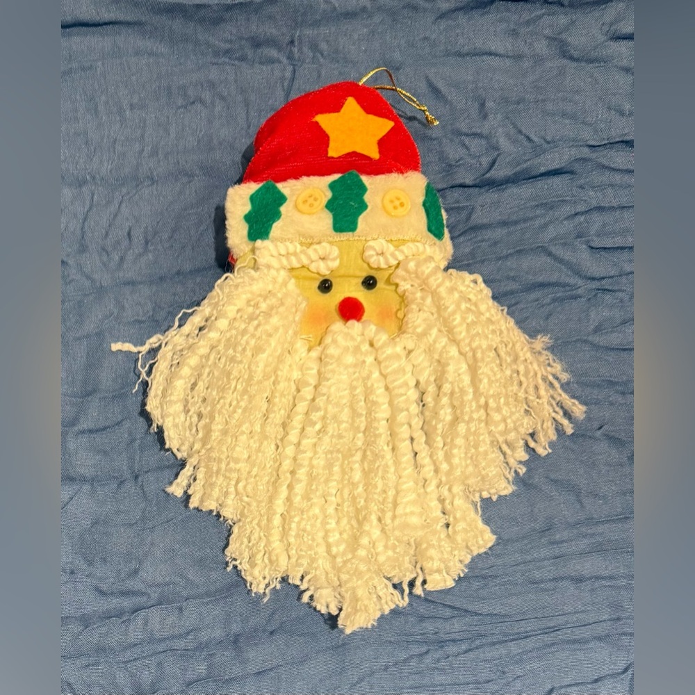 Homemade Cloth Santa Head Christmas Ornament